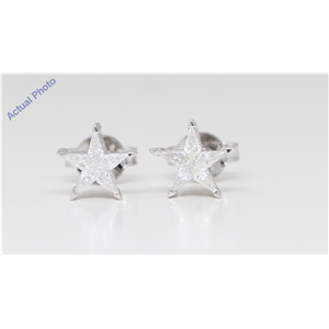 18K White Gold Kite Diamond Setting Multi-Stone Set Pentagram Star Earrings (0.29 Ct,H Color,Vs Clarity)
