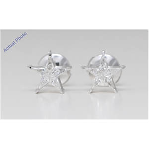 18K White Gold Kite Diamond Setting Multi-Stone Set Pentagram Star Earrings (0.36 Ct,G Color,Si2 Clarity)