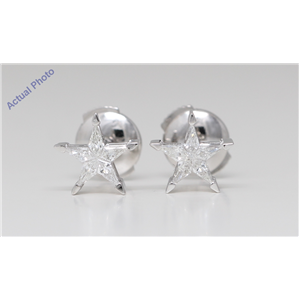 18K White Gold Kite Diamond Setting Multi-Stone Set Pentagram Star Earrings (0.26 Ct,I Color,Vs Clarity)