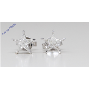 18K White Gold Kite Diamond Setting Multi-Stone Set Pentagram Star Earrings (0.3 Ct,I Color,Vs Clarity)