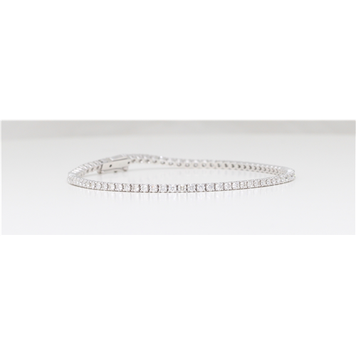 14K White Gold Round Diamond Multi-Stone Set Tennis Bracelet With Secure Box Clasp (2.05 Ct H Vs Clarity)