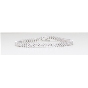 18K White Gold Round Diamond Multi-Stone Prongs Set Chevron Tennis Bracelet (2.73 Ct,G Color,Vs Clarity)