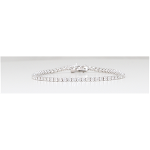 14K White Gold Round Diamond Multi-Stone Set Tennis Bracelet With Secure Box Clasp (3.72 Ct H Vs Clarity)