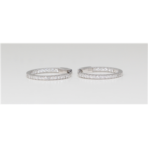 14K White Gold Round Diamond Multi-Stone Inner Outer Prong Set Hoop Earrings (0.65 Ct G Color Si2 Clarity)