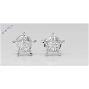 18K White Gold Kite Diamond Setting Multi-Stone Set Pentagram Star Stud Earrings (0.47 Ct I Si2 Clarity)
