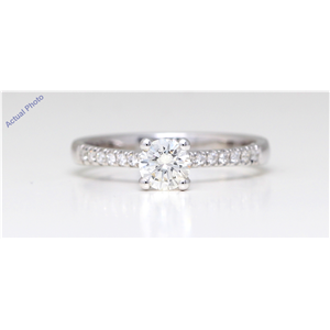 14K White Gold Round Diamond Prong Set Multi-Stone Shank Set Engagement Ring (0.62 Ct H Vs2 Clarity)