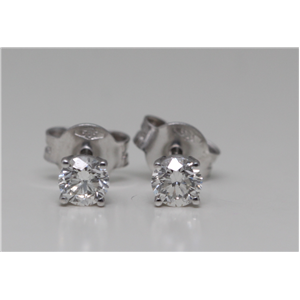 14K White Gold Round Cut Classic Stud Diamond Earrings (0.51 Ct,H Color,Vs Clarity)