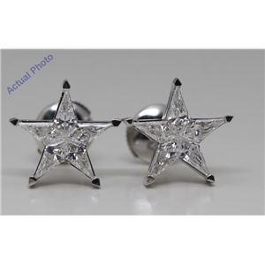 18K White Gold Kite Cut Invisible Setting Star Diamond Stud Earrings (1.26 Ct,G Color,Si1 Clarity)