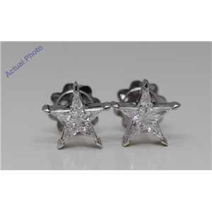 18K White Gold Kite Cut Invisible Setting Star Diamond Stud Earrings (0.47 Ct,G Color,Vs Clarity)