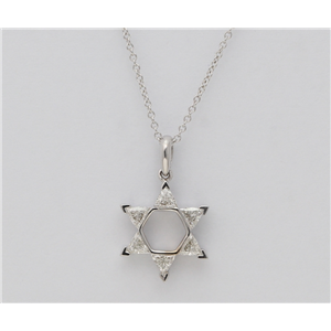 18K White Gold Triangle Cut Star Of David Diamond Pendant (0.62 Ct,H Color,Vs Clarity)
