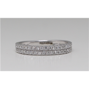 14K White Gold Round Cut Two Row Diamond Half-Eternity Band (0.38 Ct,G Color,Si1 Clarity)
