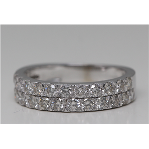 14K White Gold Round Cut Two Row Diamond Half-Eternity Band (1.08 Ct,G Color,Si1 Clarity)