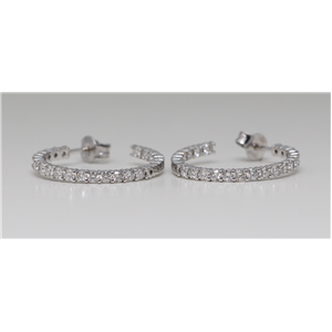 14K White Gold Round Cut Classic Prong Diamond Hoop Earrings (1.89 Ct,G Color,Si1 Clarity)