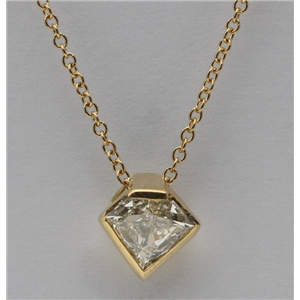 18K Yellow Gold Shield Cut Diamond Solitare Pendant (0.45 Ct,I Color,Vs Clarity)