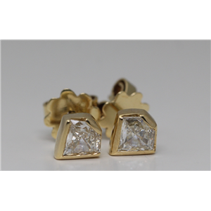 18K Yellow Gold Shield Cut Diamond Stud Earrings (0.7 Ct,I Color,Vs Clarity)