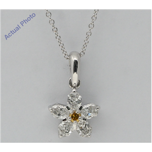 18K Gold Round & Six Stone Flower Diamond Pendant (Fancy Yellow & White Diamonds,Si2 Clarity)