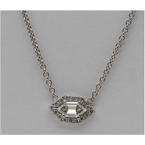 18K White Gold Marquise Duchess Cut Diamond Halo Pendant (0.35 Ct,F Color,Vs1 Clarity)