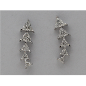 18K White Gold Triangle Cut Modern Diamond Dangle Earrings (1.64 Ct,G Color,Si2 Clarity)