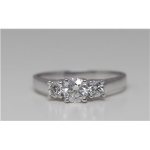 14K White Gold Three Stone Round Three Stone Classic Diamond Engagement Ring (0.75 Ct,H Color,Vs2 Clarity)
