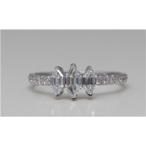 14K White Gold Marquise Duchess Cut Three Center Stone Diamond Engagment Ring (0.72 Ct,F Color,Vs1 Clarity)
