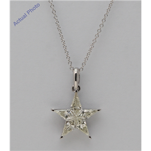 18K White Gold Kite Cut Invisible Setting Star Diamond Pendant (1.01 Ct,J Color,Si2 Clarity)