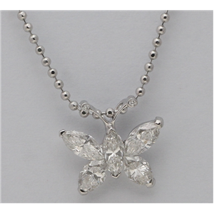 18K White Gold Marquise Cut Invisible Butterfly Diamond Pendant (1.09 Ct,G Color,Vs Clarity)