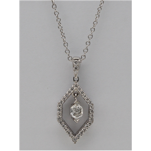 18K White Gold Marquise Duchess Cut Vintage Halo Diamond Pendant (0.4 Ct,H Color,Vs Clarity)