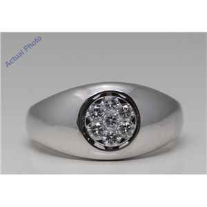18K White Gold Round Cut Invisible Setting Seven Stone Diamond Signet Ring (0.52 Ct,G Color,Si1 Clarity)