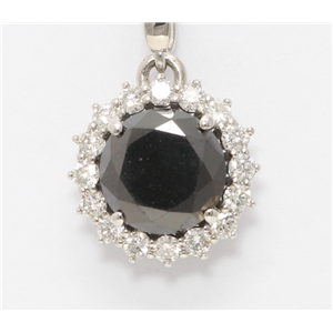18k Gold Round Diamond Multi-Stone Set Black Enhanced Halo Pendant (Black(Irradiated) White Clarity)