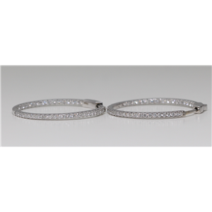 14K White Gold Round Cut Classic Hoop Diamond Earrings (0.9 Ct,H Color,Vs Clarity)