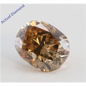 Cushion Cut Loose Diamond (1.01 Ct, Natural Fancy Deep Orange Brown Color, SI2 Clarity) GIA Certified