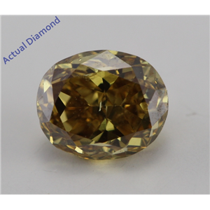 Oval Cut Loose Diamond (0.87 Ct, Natural Fancy Deep Greenish Brown Yellow Color, SI2 Clarity) IGI Certified