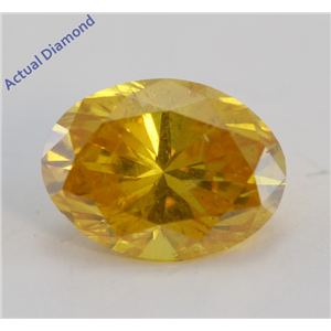 Oval Cut Loose Diamond (0.37 Ct, Natural Fancy Vivid Orange Yellow Color, I1 Clarity) GIA Certified