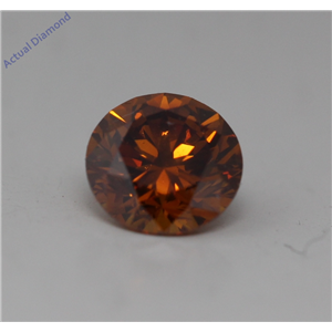 Round Cut Loose Diamond (0.51 Ct, Natural Fancy Deep Brownish Orange Color, SI2 Clarity) IGI Certified