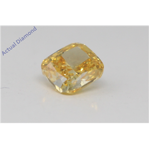 Cushion Cut Loose Diamond (0.34 Ct, Natural Fancy Vivid Yellow Orange Color, SI2 Clarity) GIA Certified