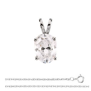 Oval Diamond Solitaire Pendant Necklace 14k White Gold ( 1.03 Ct, G Color, SI3(Clarity Enhanced) Clarity)