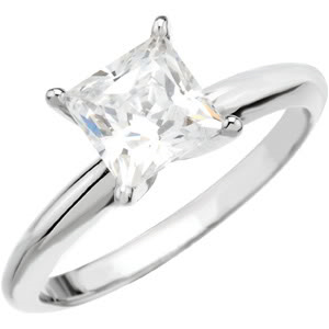 Princess Diamond Solitaire Engagement Ring 14K 2.73 Ct, L , SI2