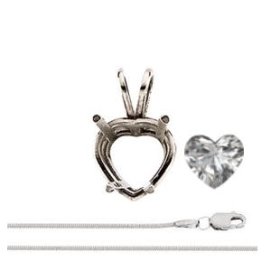 Heart Diamond Solitaire Pendant Necklace 14k White Gold ( 1.72 Ct, H, VS2  GIA Certified)