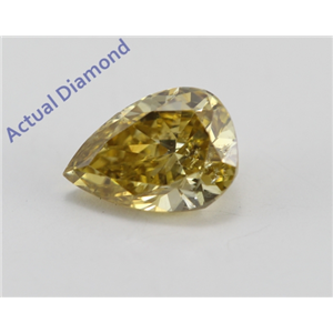 Pear Cut Loose Diamond (0.67 Ct, Natural Fancy Deep Greenish Yellow Chameleon Color, I1 Clarity) GIA Certified
