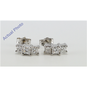 14K White Gold Princess Cut Diamond Drop Earrings (1 Ct, G-H Color, SI1-VS2 Clarity)