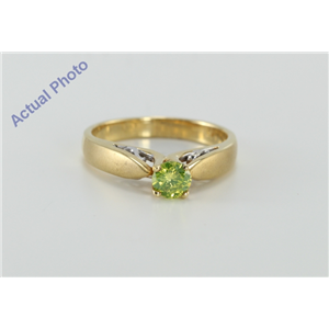 Round Diamond Solitaire Engagement Ring, 18k Two Tone Gold, 0.46 Ct, (Green (Color Irradiated) Color, VS2 Clarity)