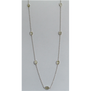 14k White Gold Oval Millennial Sunrise Limited Edition Bezel Setting Diamond Fashion Necklace (3.25ct, J-K, VS-SI)
