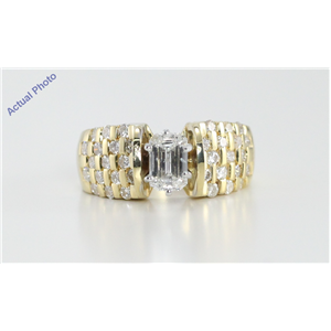 14K Yellow Gold Emerald & Round Cut Diamond Fashion Engagement Ring (1.85 Ct, E-F, SI1 )