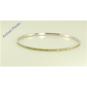 14k White gold round cut yellow diamond fashion bangle (2.66 Ct yellow ,SI3-I1)