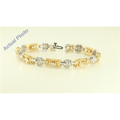 14K White and Yellow Gold Millenial Sunrise and Round cut two tone fashion link bracelet (4.5 Ct I-J & G-H ,VS)