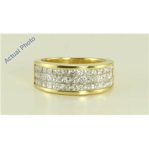 18k Yellow gold Invisible setting Princess cut Diamond fashion engagement ring (2.1 Ct F ,VVS)