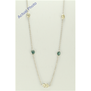 14k White Gold Millenial Sunrise cut white and blue Diamond necklace (3.3 Ct J-K & blue ,SI-VS)