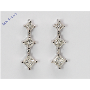 Princess Diamond Stud Earrings 14k White Gold 1.03 Ct,G-h Color,VS2 Clarity