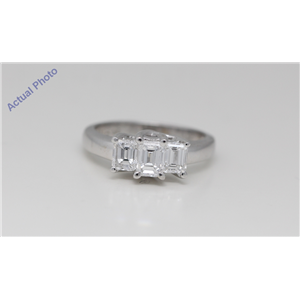 14k Gold Three Stone Emerald White Diamond Prong Set Geometric Anniversary Ring (1.55 Ct F Color VS Clarity)
