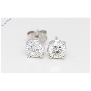 14K White Gold Round Cut Diamond Four-Prong Setting Classic Earring Studs (0.91 Ct,F Color,Vs2 Clarity)